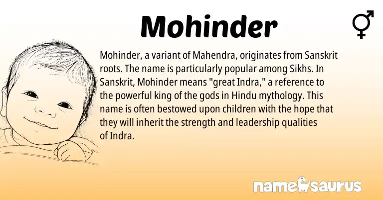 Infographic about Mohinder name meaning, Mohinder is a name from Sanskrit, Hindu origin(s).