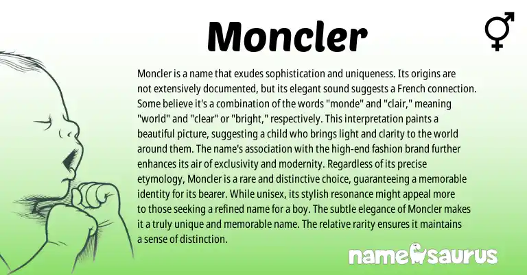 Infographic about Moncler name meaning, Moncler is a name from French origin(s).
