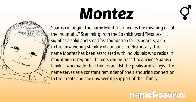 Infographic about Montez name meaning, Montez is a name from Spanish origin(s).