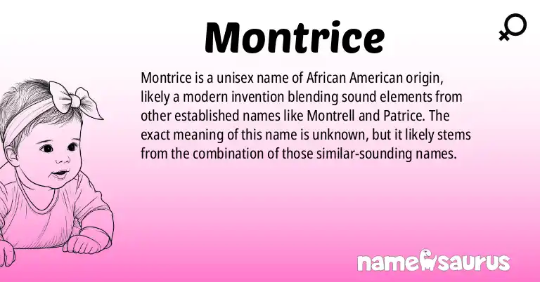 Infographic about Montrice name meaning, Montrice is a name from African American origin(s).