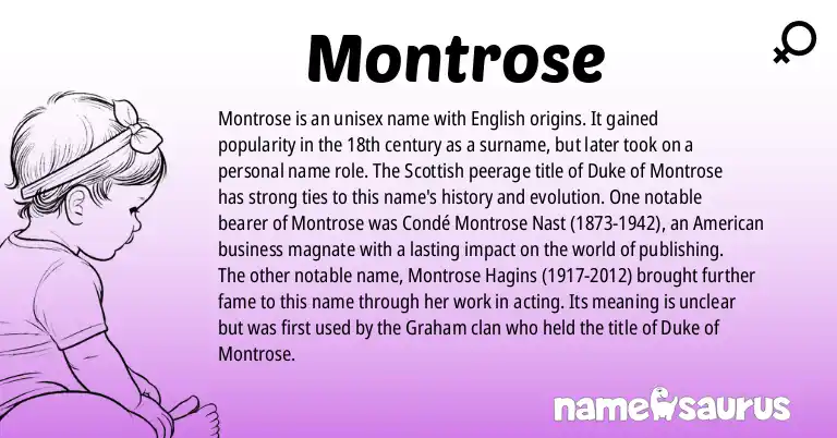 Infographic about Montrose name meaning, Montrose is a name from English origin(s).