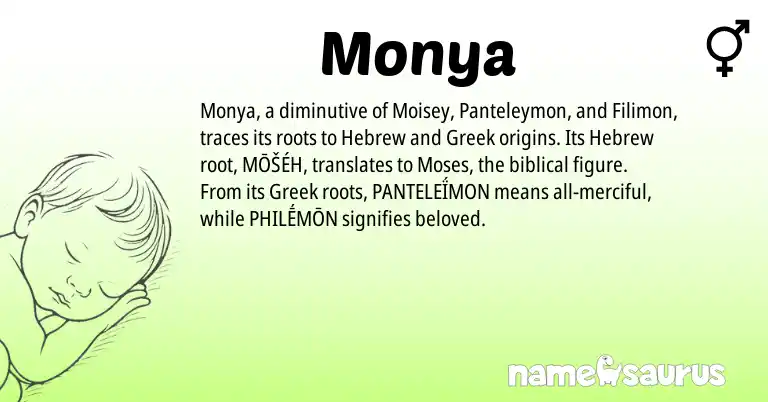 Infographic about Monya name meaning, Monya is a name from Hebrew, Greek origin(s).