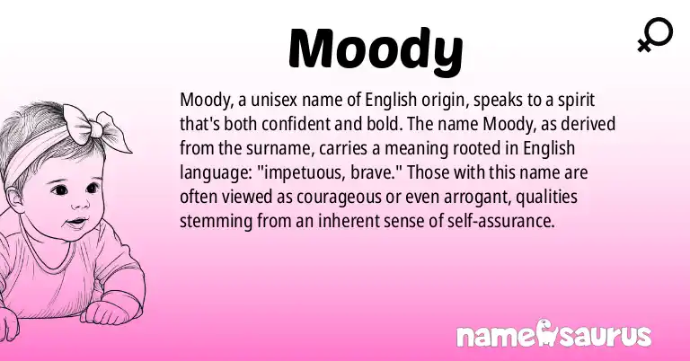 Infographic about Moody name meaning, Moody is a name from English origin(s).