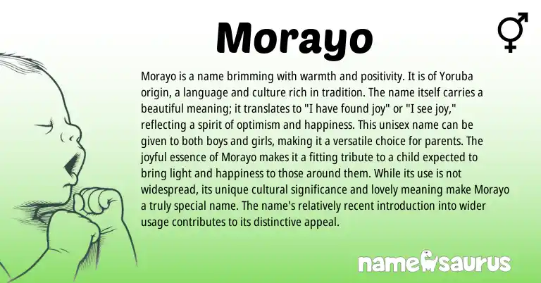 Infographic about Morayo name meaning, Morayo is a name from Yoruba origin(s).