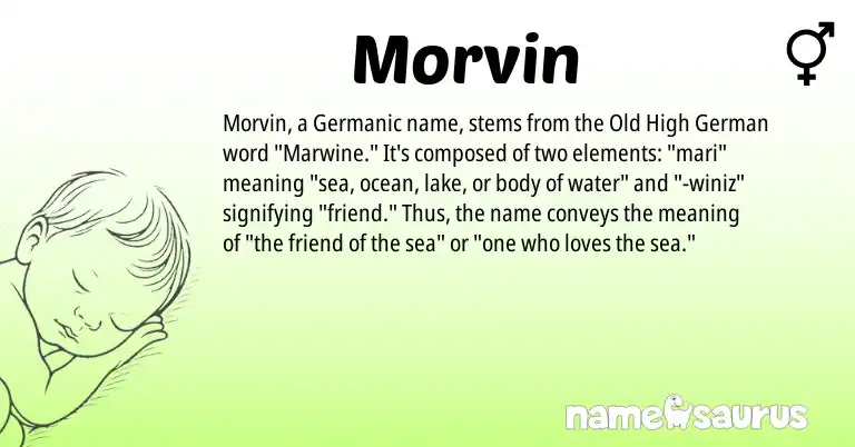 Infographic about Morvin name meaning, Morvin is a name from Old High German, Germanic origin(s).