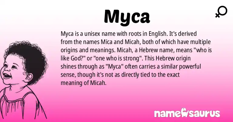 Infographic about Myca name meaning, Myca is a name from English origin(s).