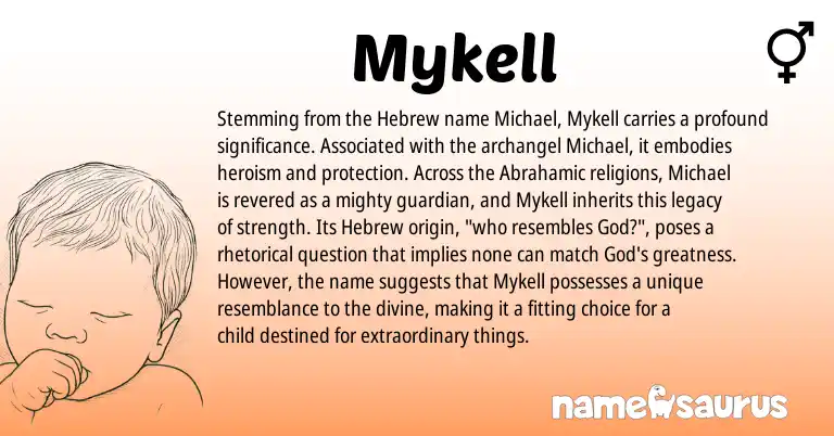 Infographic about Mykell name meaning, Mykell is a name from Hebrew origin(s).