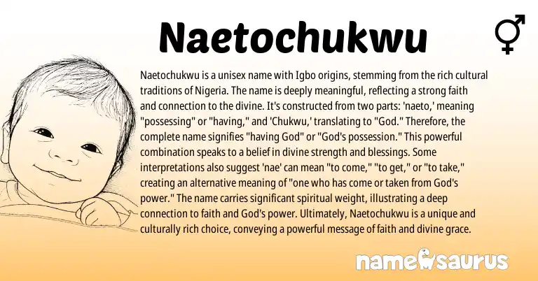 Infographic about Naetochukwu name meaning, Naetochukwu is a name from Igbo origin(s).