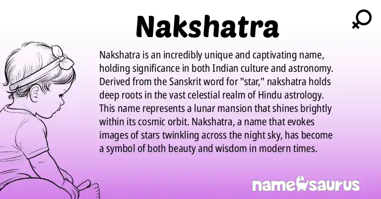 Infographic about Nakshatra name meaning, Nakshatra is a name from Indian, Hindi, Astronomy origin(s).