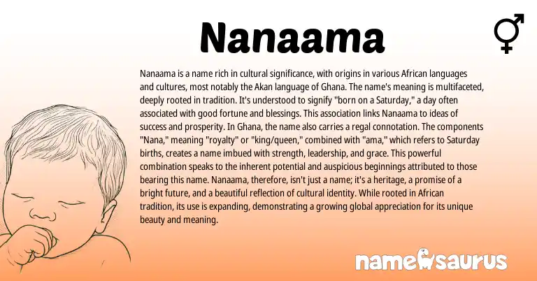 Infographic about Nanaama name meaning, Nanaama is a name from Akan, African origin(s).