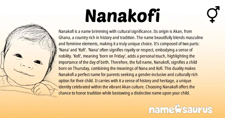 Infographic about Nanakofi name meaning, Nanakofi is a name from Akan, Ghanaian origin(s).