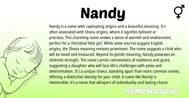 Infographic about Nandy name meaning, Nandy is a name from Shona, English origin(s).