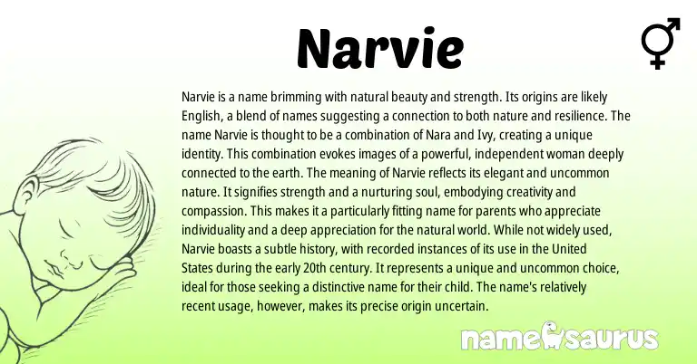 Infographic about Narvie name meaning, Narvie is a name from English origin(s).