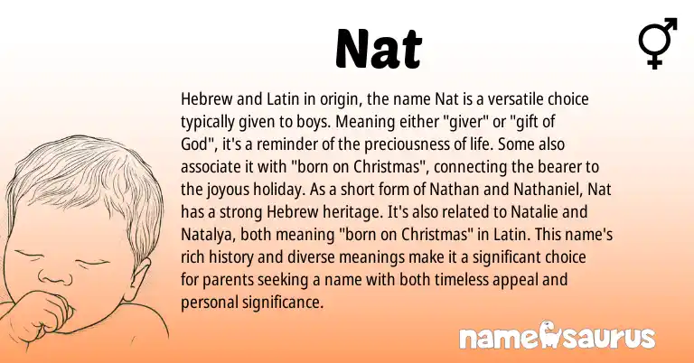 Infographic about Nat name meaning, Nat is a name from Latin, Hebrew origin(s).
