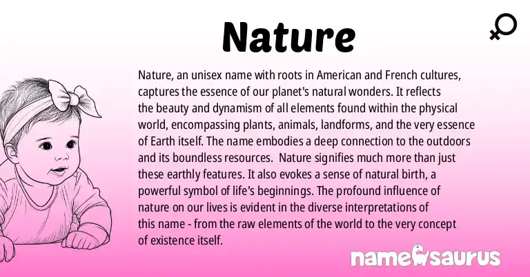Infographic about Nature name meaning, Nature is a name from American, French origin(s).