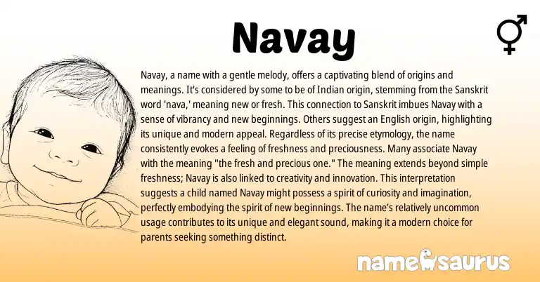 Infographic about Navay name meaning, Navay is a name from Hindi, Indian, Sanskrit origin(s).