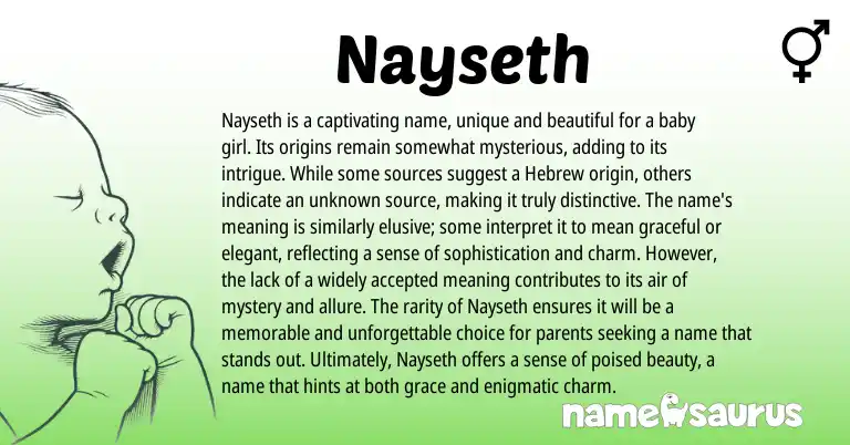 Infographic about Nayseth name meaning, Nayseth is a name from Hebrew origin(s).