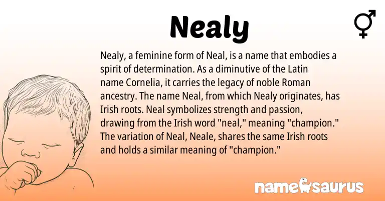Infographic about Nealy name meaning, Nealy is a name from Roman, Latin, Irish origin(s).