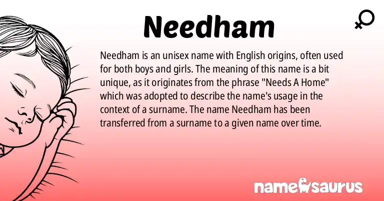 Infographic about Needham name meaning, Needham is a name from English origin(s).