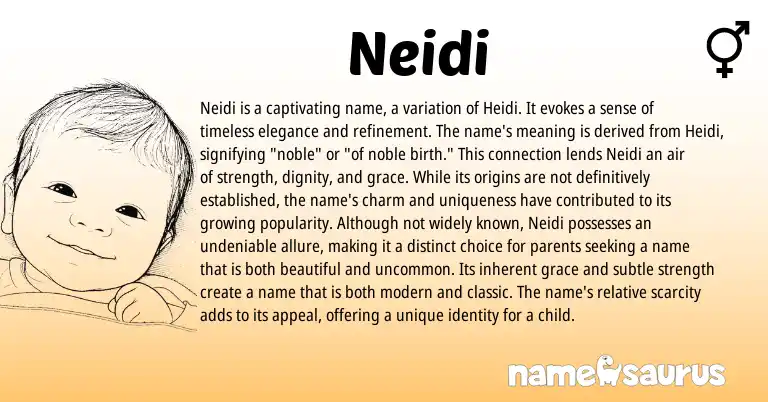Infographic about Neidi name meaning, Neidi is a name from American origin(s).