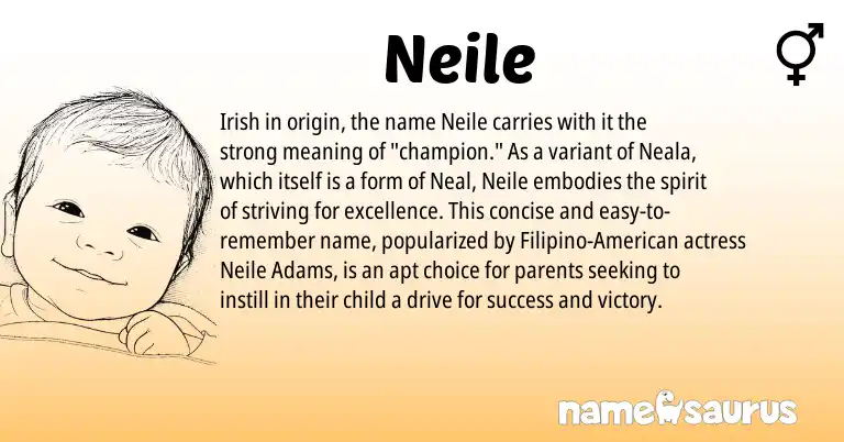 Infographic about Neile name meaning, Neile is a name from Irish, Filipino, American origin(s).