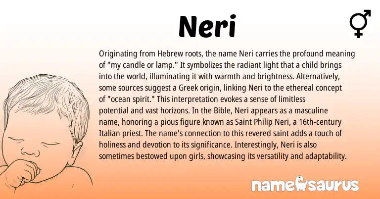 Infographic about Neri name meaning, Neri is a name from Italian, Hebrew, Greek origin(s).