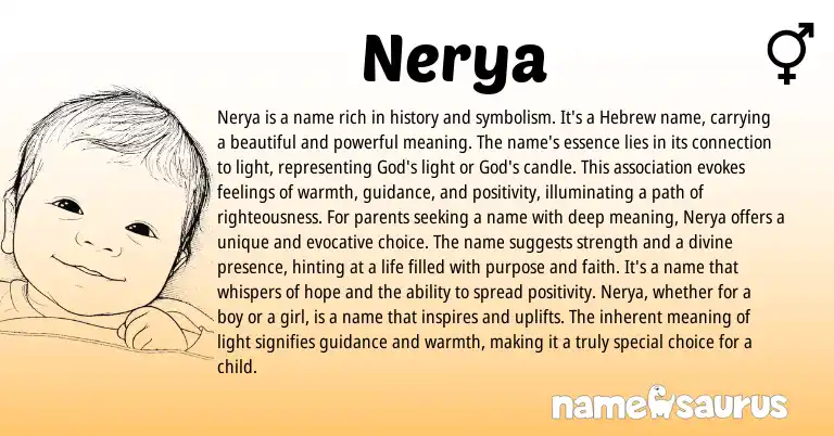 Infographic about Nerya name meaning, Nerya is a name from Hebrew origin(s).