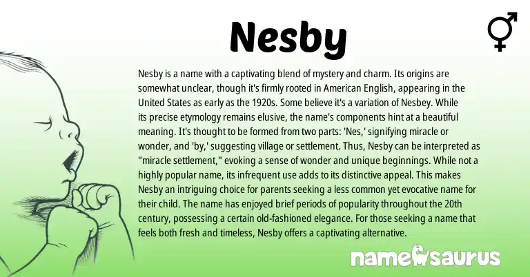 Infographic about Nesby name meaning, Nesby is a name from English origin(s).