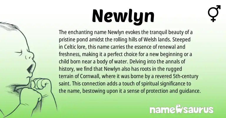Infographic about Newlyn name meaning, Newlyn is a name from Welsh, Celtic origin(s).