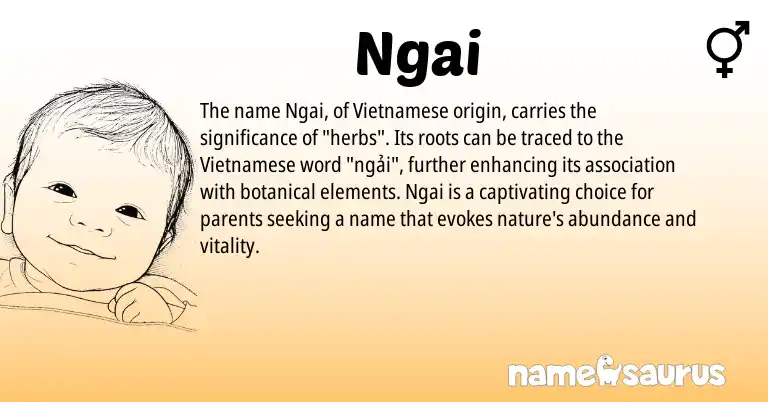 Infographic about Ngai name meaning, Ngai is a name from Vietnamese origin(s).
