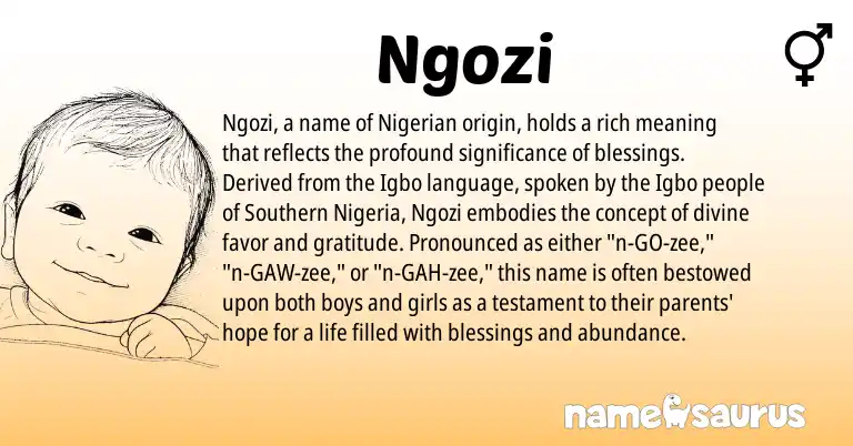 Infographic about Ngozi name meaning, Ngozi is a name from Nigeria, Nigerian, Igbo origin(s).