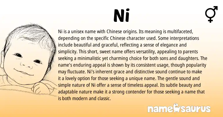 Infographic about Ni name meaning, Ni is a name from Chinese origin(s).