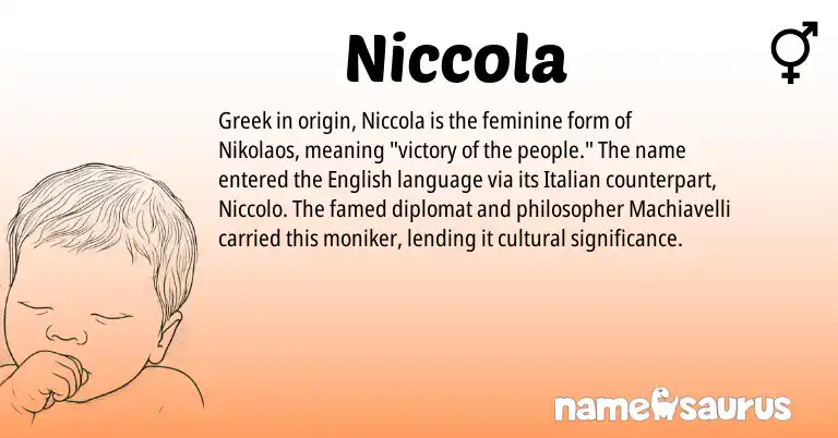 Infographic about Niccola name meaning, Niccola is a name from English, Italian, Greek origin(s).