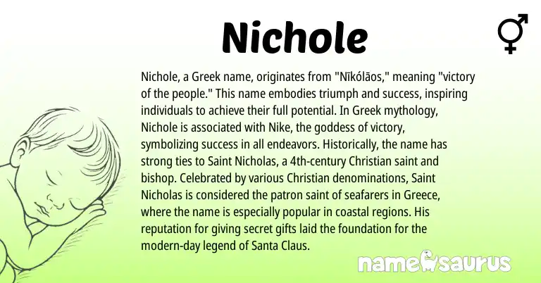 Infographic about Nichole name meaning, Nichole is a name from Greece, Greek origin(s).