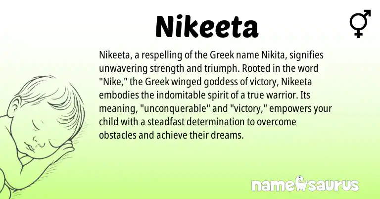 Infographic about Nikeeta name meaning, Nikeeta is a name from Greek origin(s).