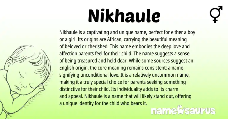 Infographic about Nikhaule name meaning, Nikhaule is a name from African origin(s).