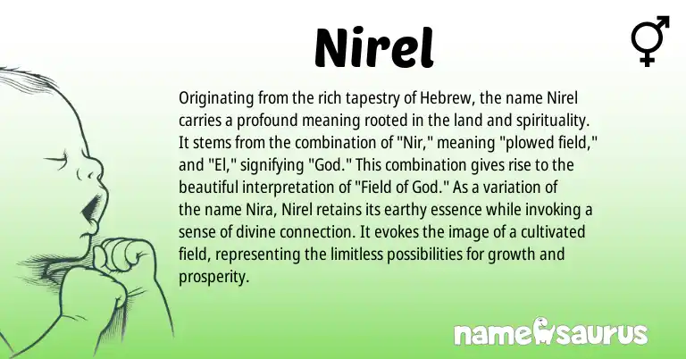 Infographic about Nirel name meaning, Nirel is a name from Hebrew origin(s).