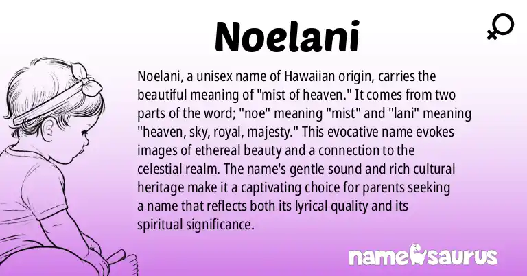 Infographic about Noelani name meaning, Noelani is a name from Hawaiian origin(s).