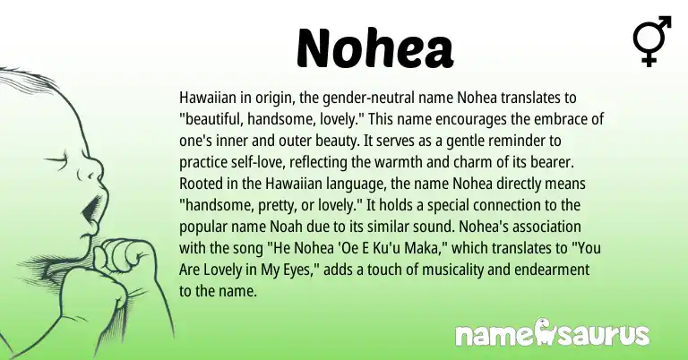 Infographic about Nohea name meaning, Nohea is a name from Hawaiian origin(s).