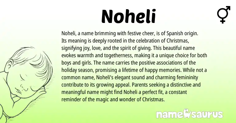 Infographic about Noheli name meaning, Noheli is a name from Spanish origin(s).