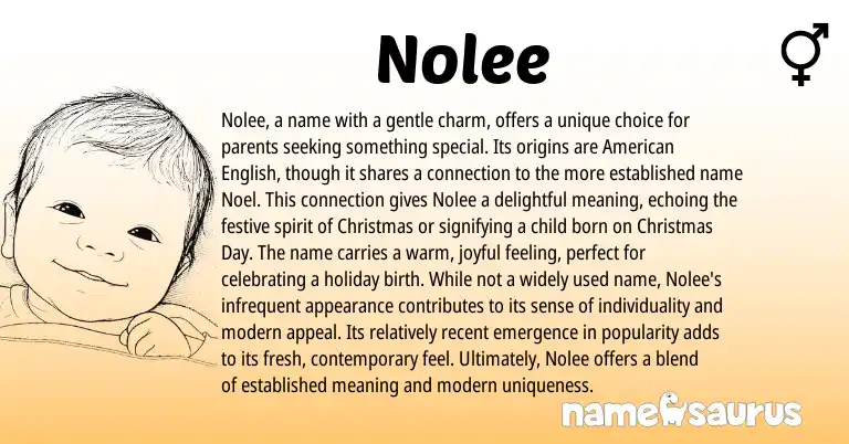 Infographic about Nolee name meaning, Nolee is a name from English, American origin(s).