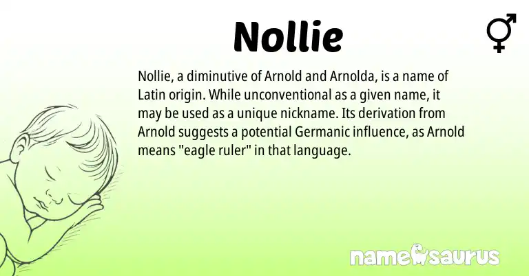 Infographic about Nollie name meaning, Nollie is a name from Germanic, Latin origin(s).