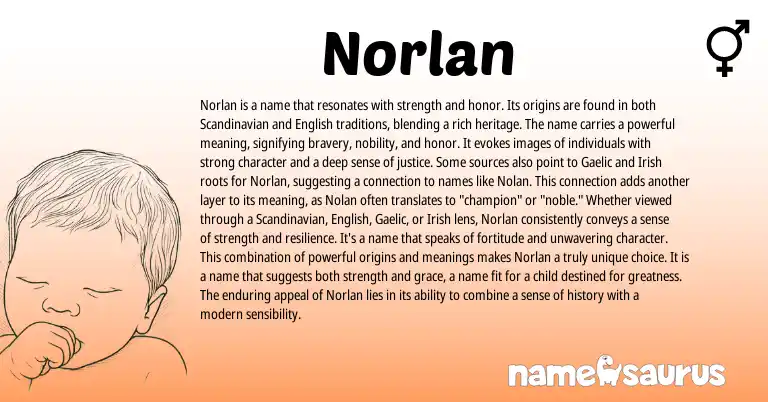 Infographic about Norlan name meaning, Norlan is a name from Hebrew, Scandinavian, English origin(s).