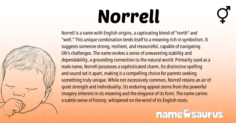 Infographic about Norrell name meaning, Norrell is a name from English origin(s).