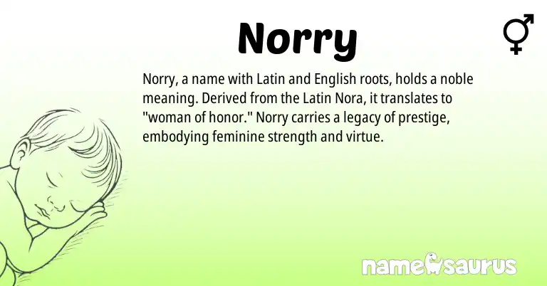 Infographic about Norry name meaning, Norry is a name from English, Latin origin(s).