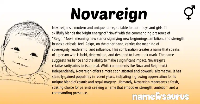 Infographic about Novareign name meaning, Novareign is a name from English origin(s).