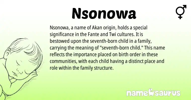 Infographic about Nsonowa name meaning, Nsonowa is a name from Fante, Akan, Twi origin(s).