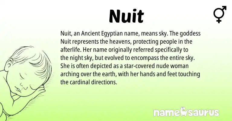 Infographic about Nuit name meaning, Nuit is a name from Ancient Egyptian origin(s).