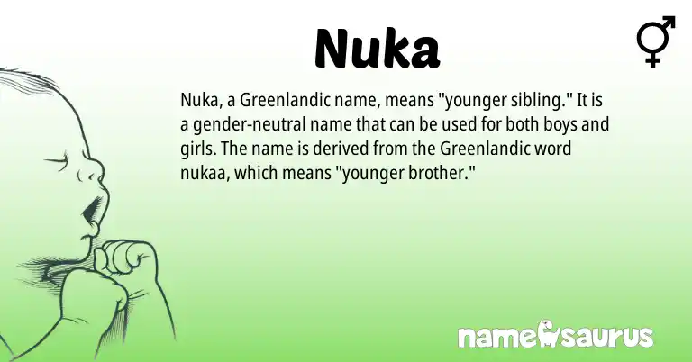 Infographic about Nuka name meaning, Nuka is a name from Greenlandic origin(s).