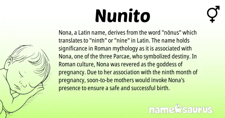 Infographic about Nunito name meaning, Nunito is a name from Roman, Latin origin(s).